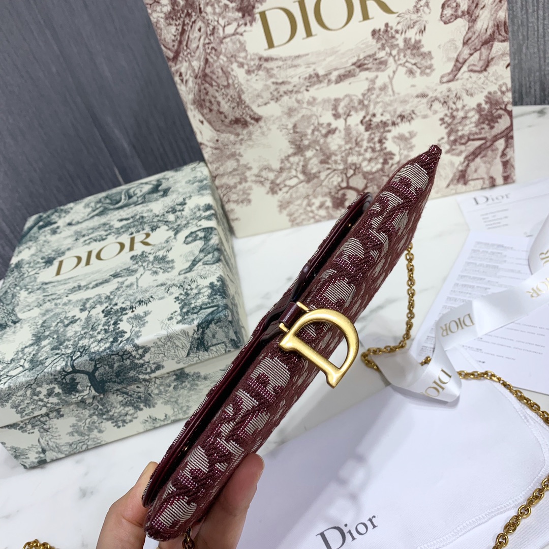 D10r Oblique Chain Wallet Red