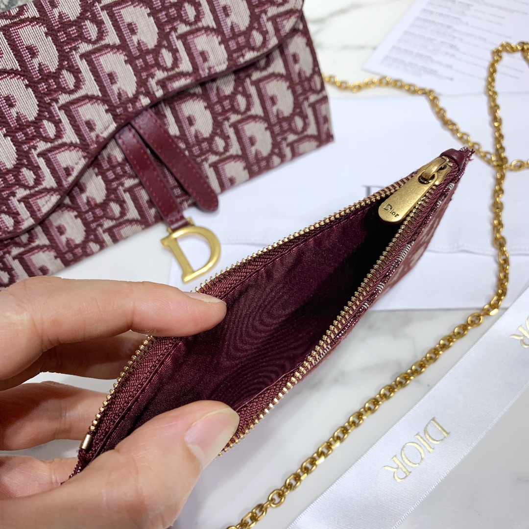 D10r Oblique Chain Wallet Red