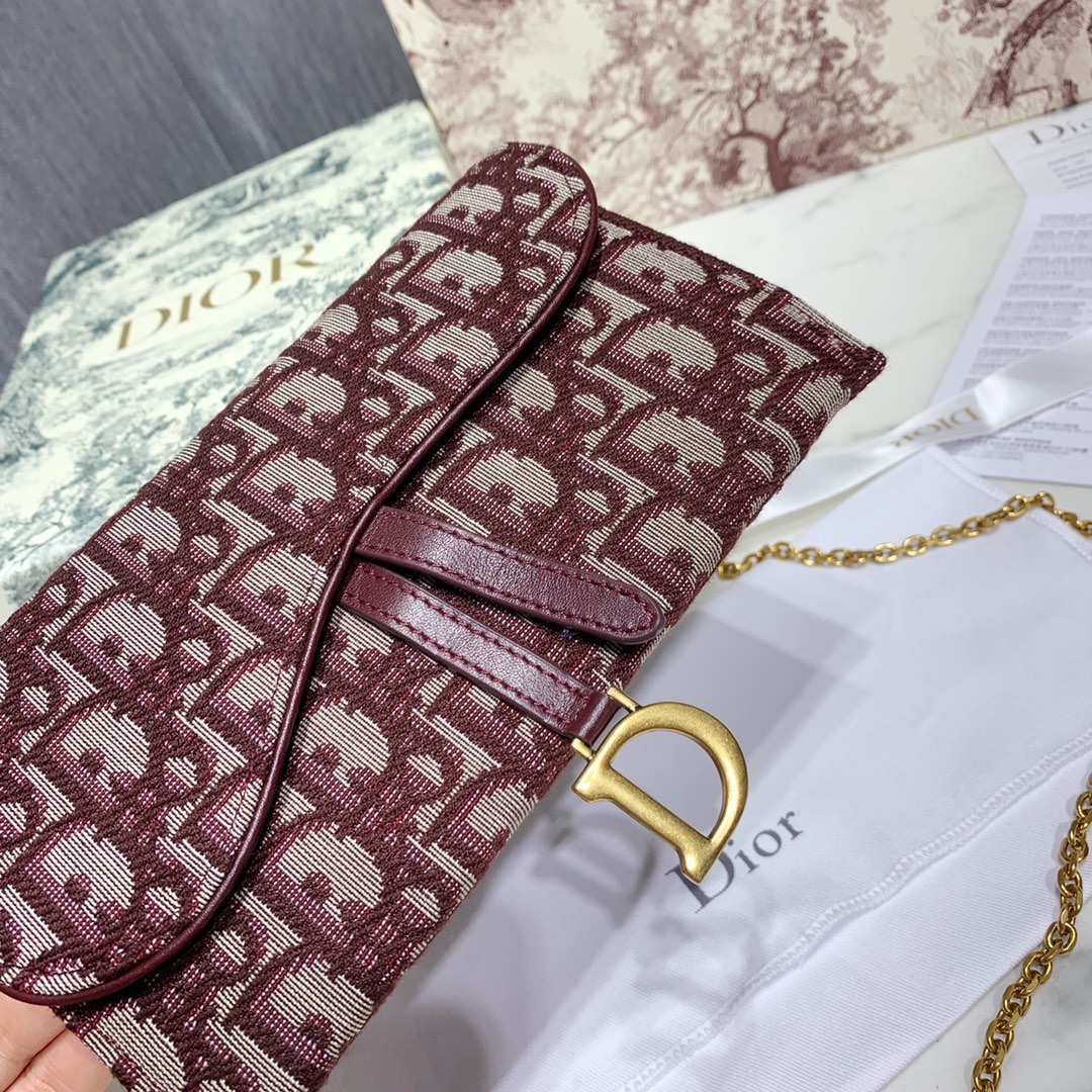 D10r Oblique Chain Wallet Red