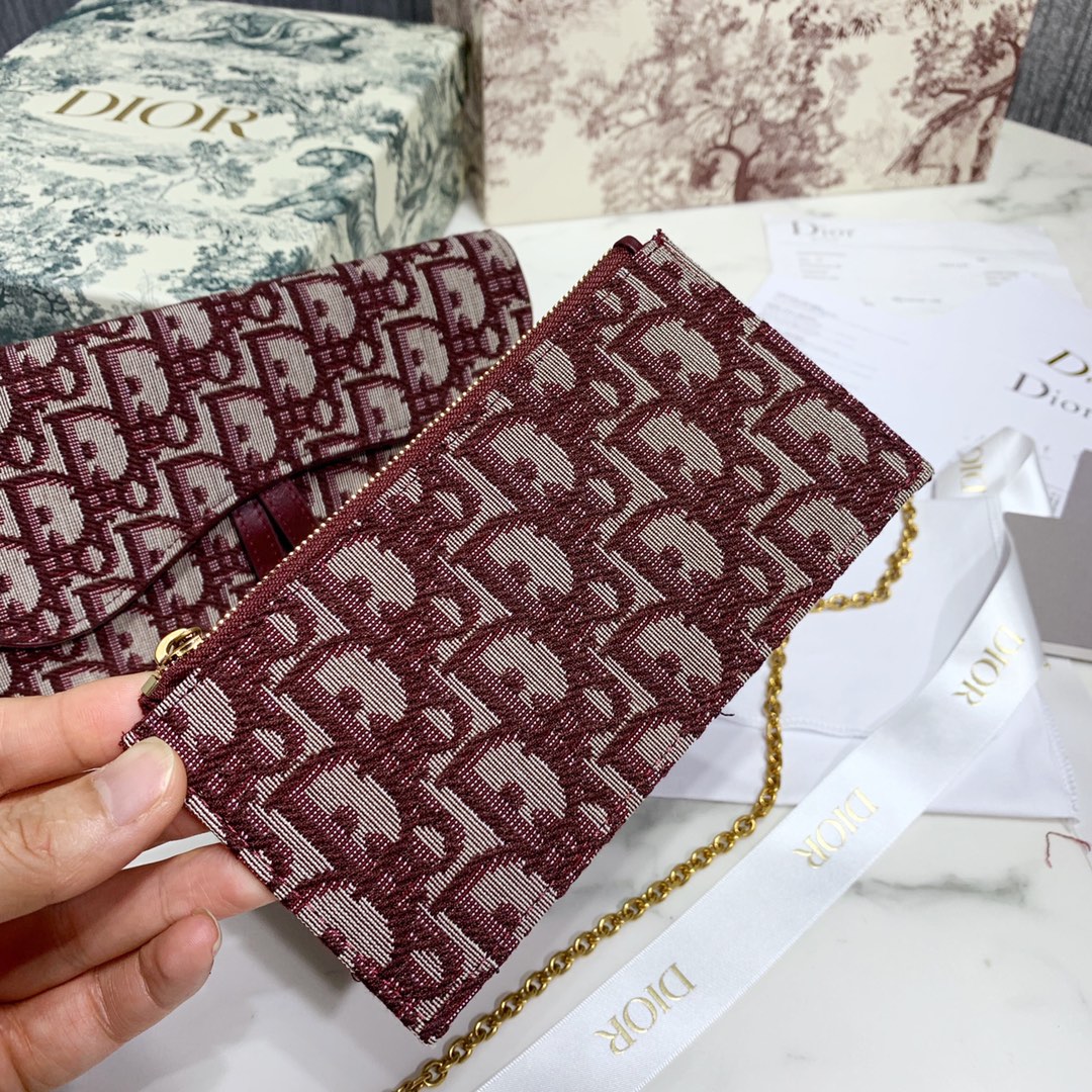 D10r Oblique Chain Wallet Red
