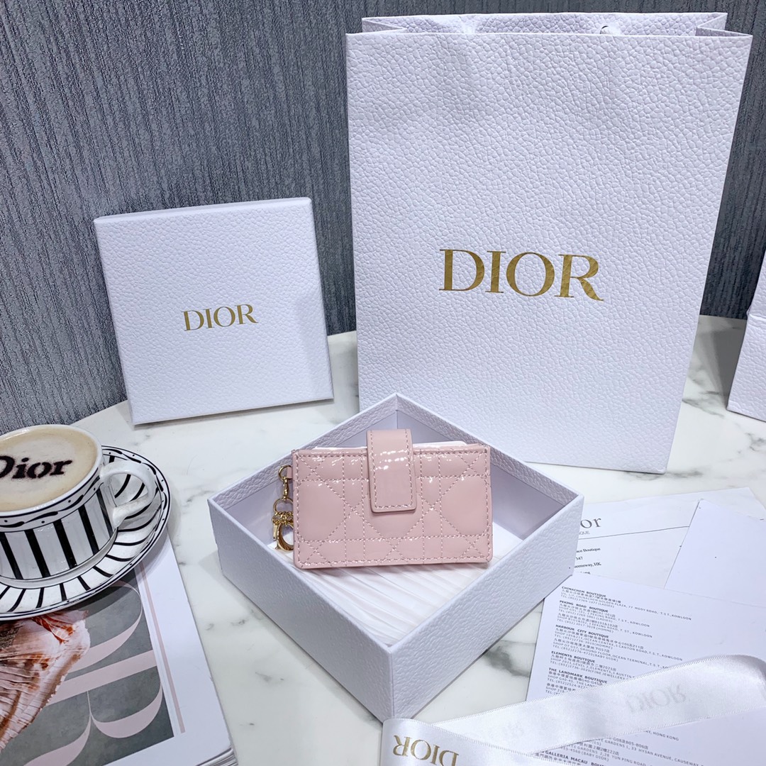 D10r Lady Patent Leather Wallet Pink
