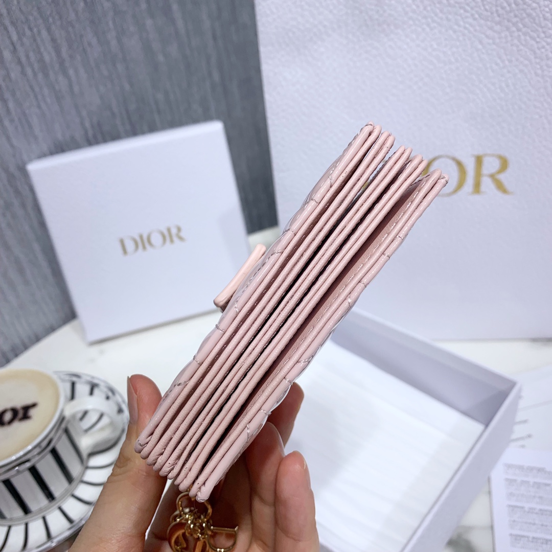 D10r Lady Patent Leather Wallet Pink