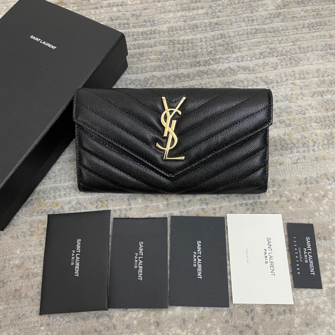Y51 Calfskin With Gold Buckle Wallet In Black