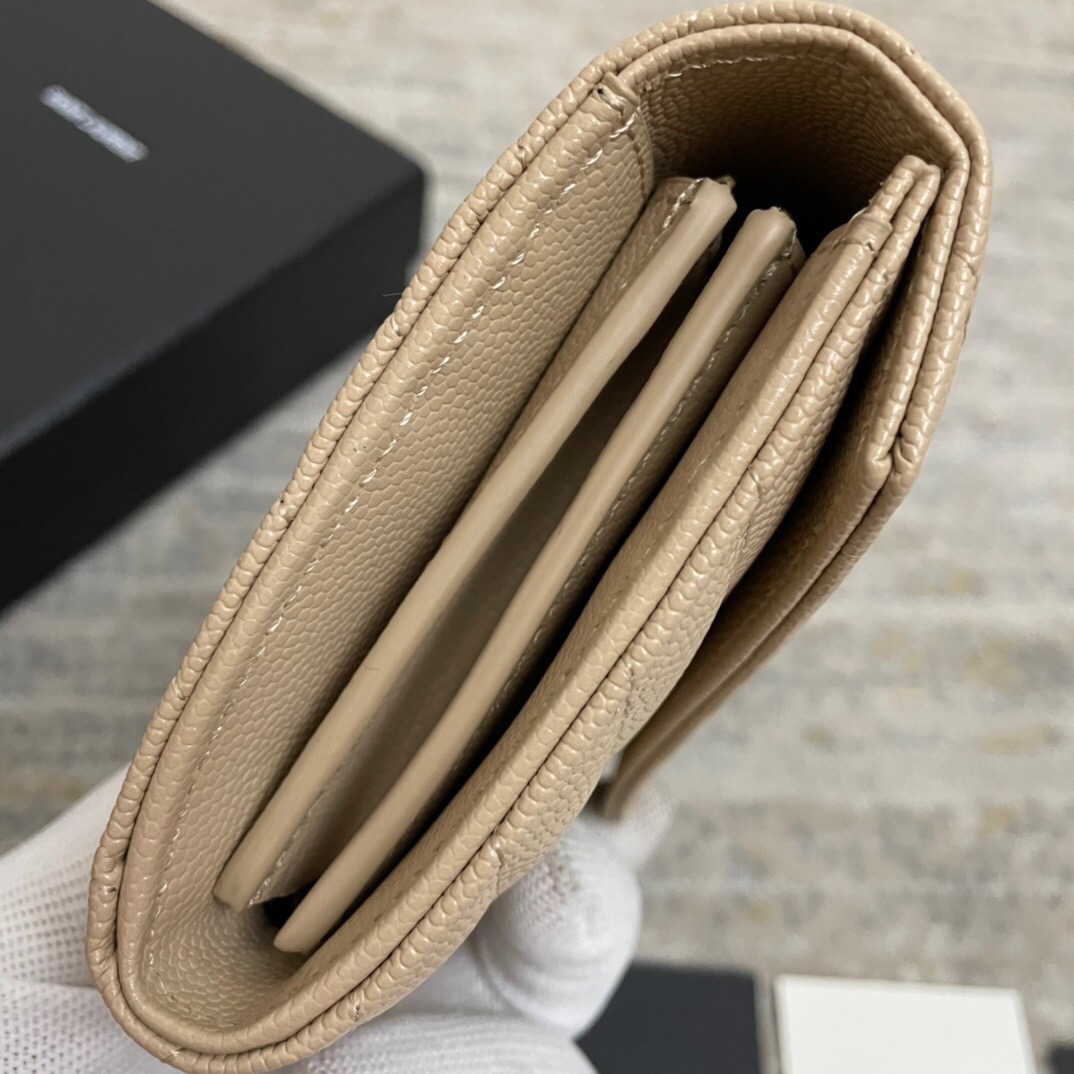 Y51 Calfskin With Gold Buckle Wallet In Beige