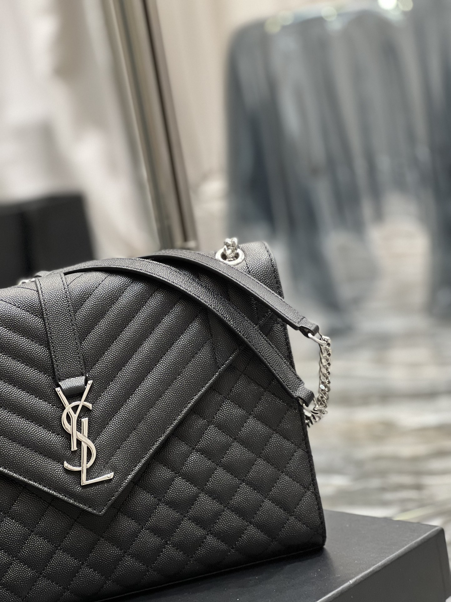 Y51 Envelope Large Bag black silver hardware