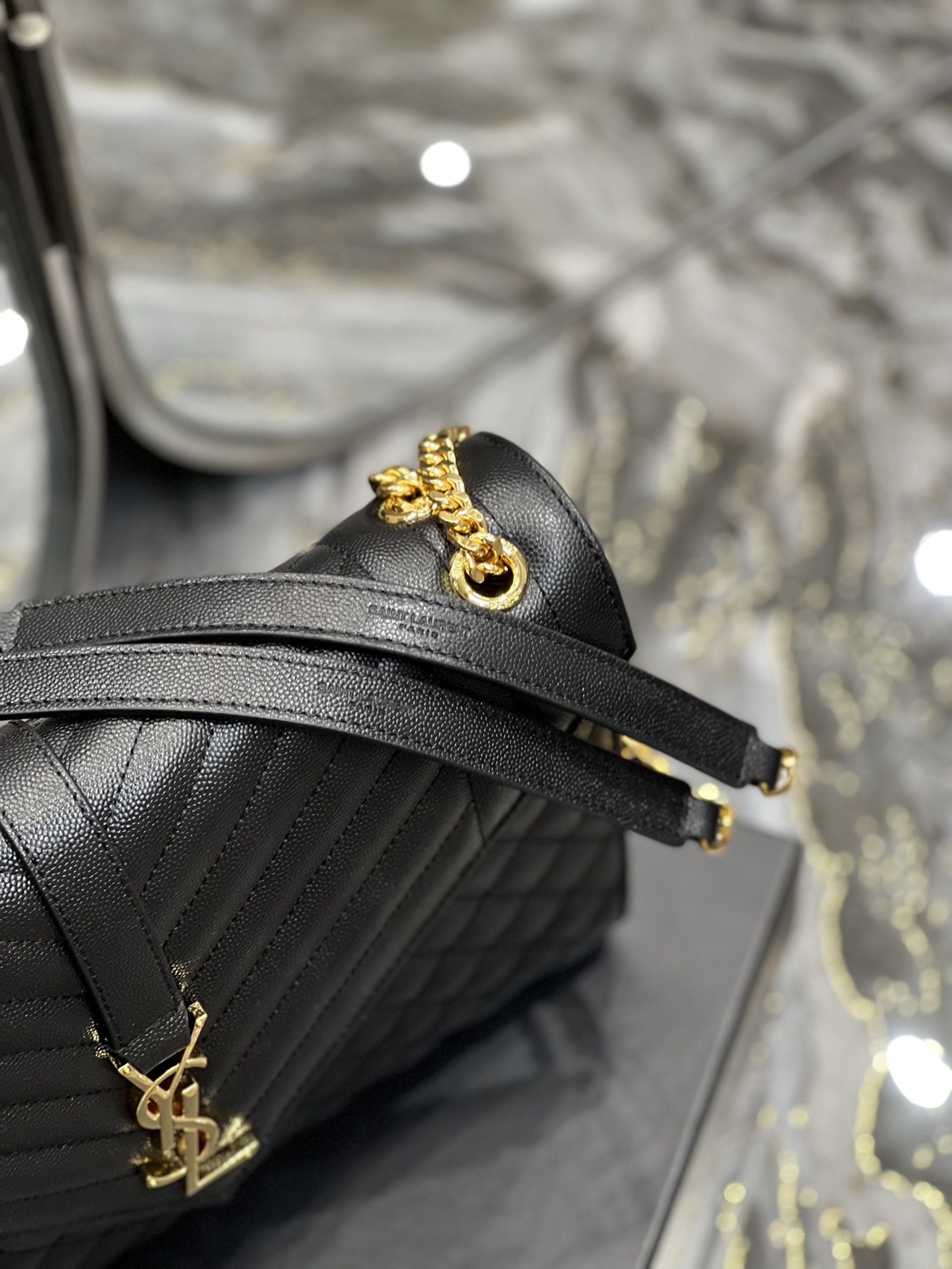 Y51 Envelope Large Bag black gold hardware