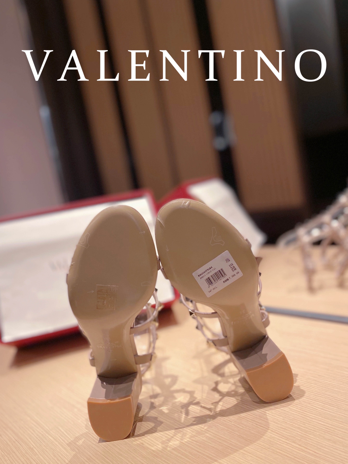 Va1e*ntin0 Chunky Heel Pink 6cm