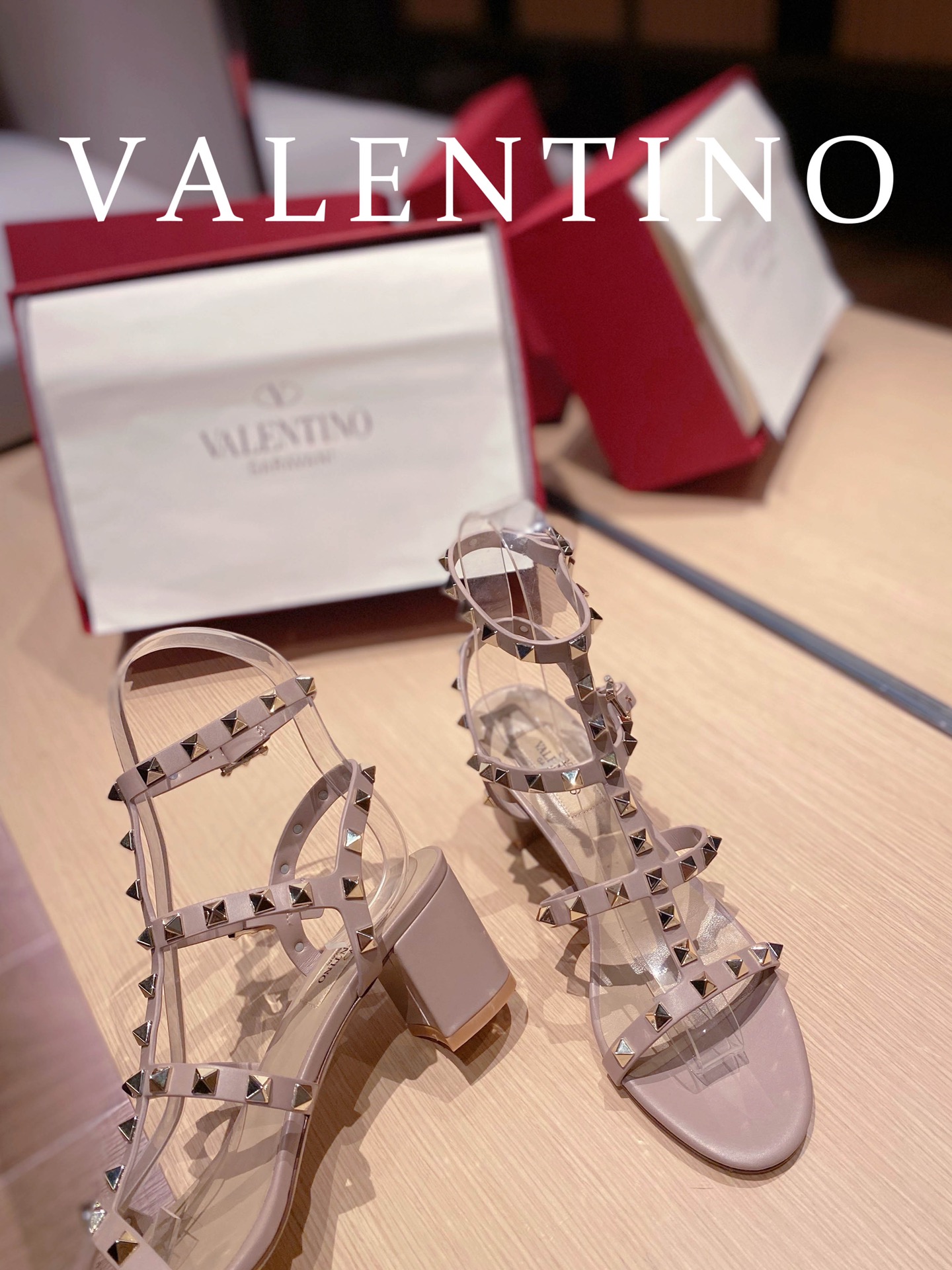 Va1e*ntin0 Chunky Heel Pink 6cm