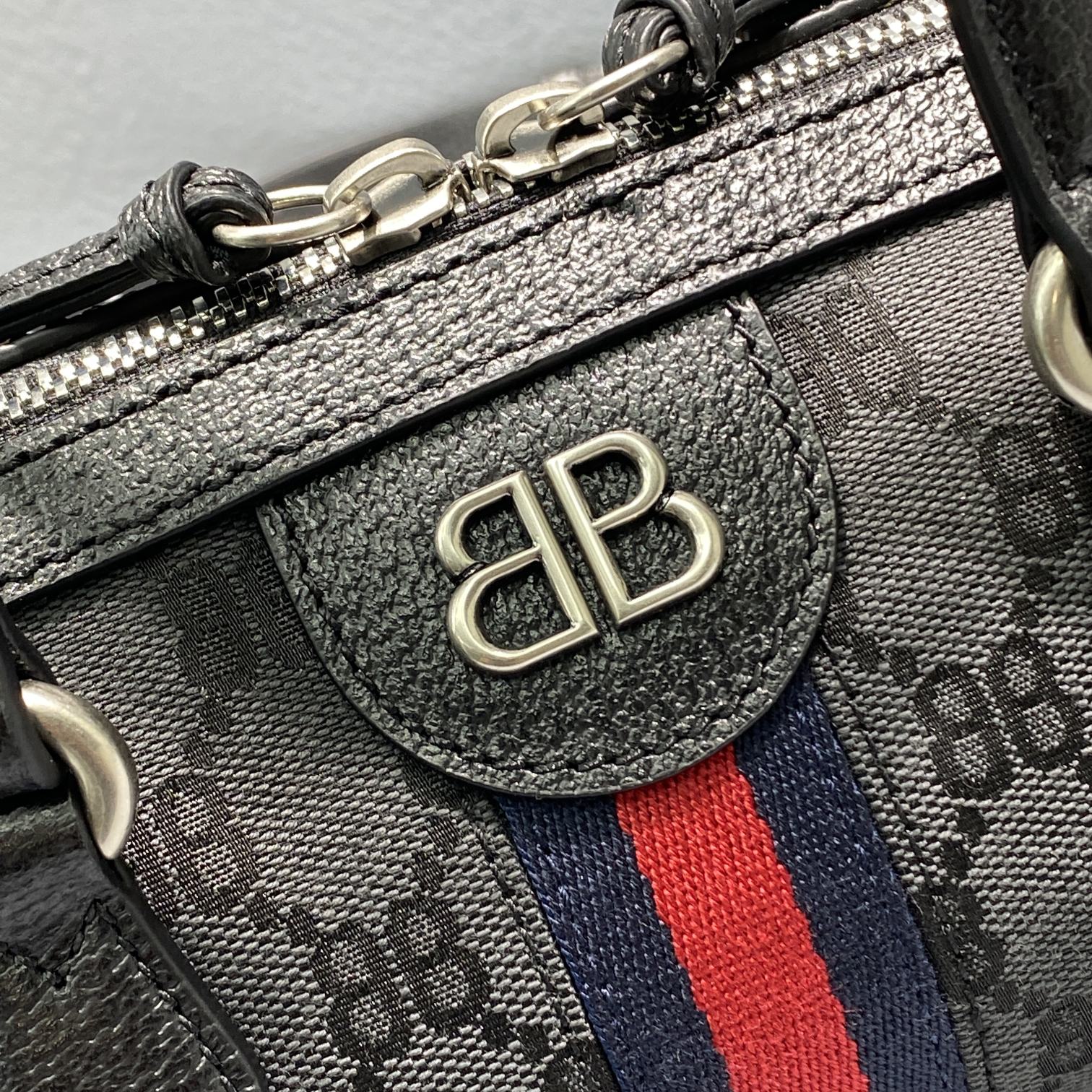 Balenciag & Gvc*1 Canvas and Leather Bag Black 2295