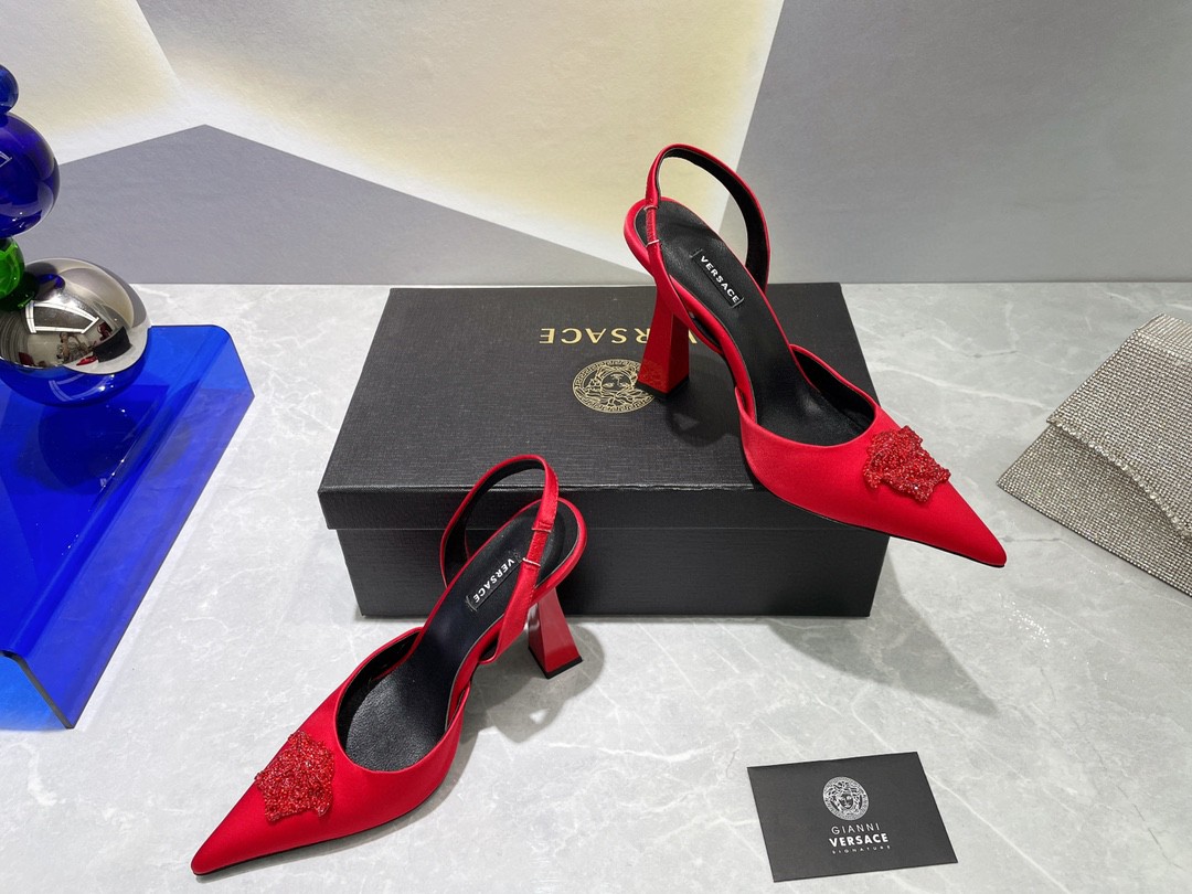 Versace Crystal Heels Red