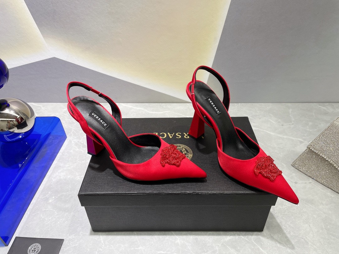 Versace Crystal Heels Red