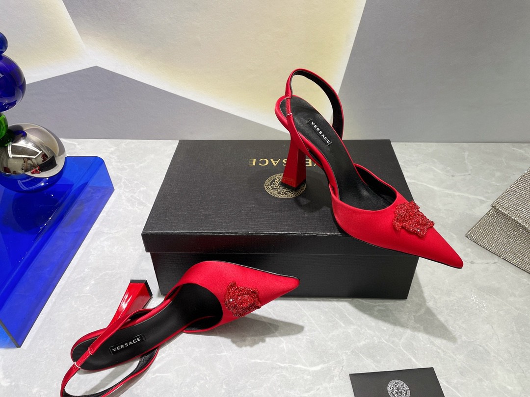 Versace Crystal Heels Red