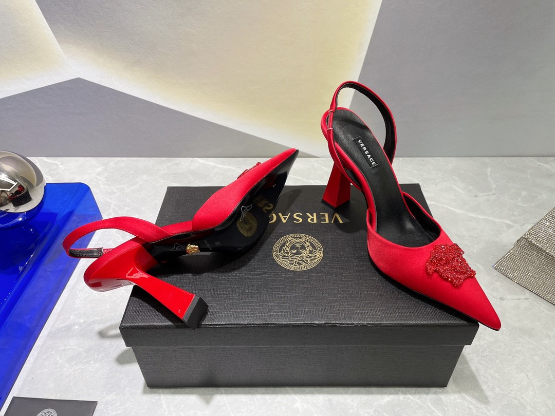 Versace Crystal Heels Red