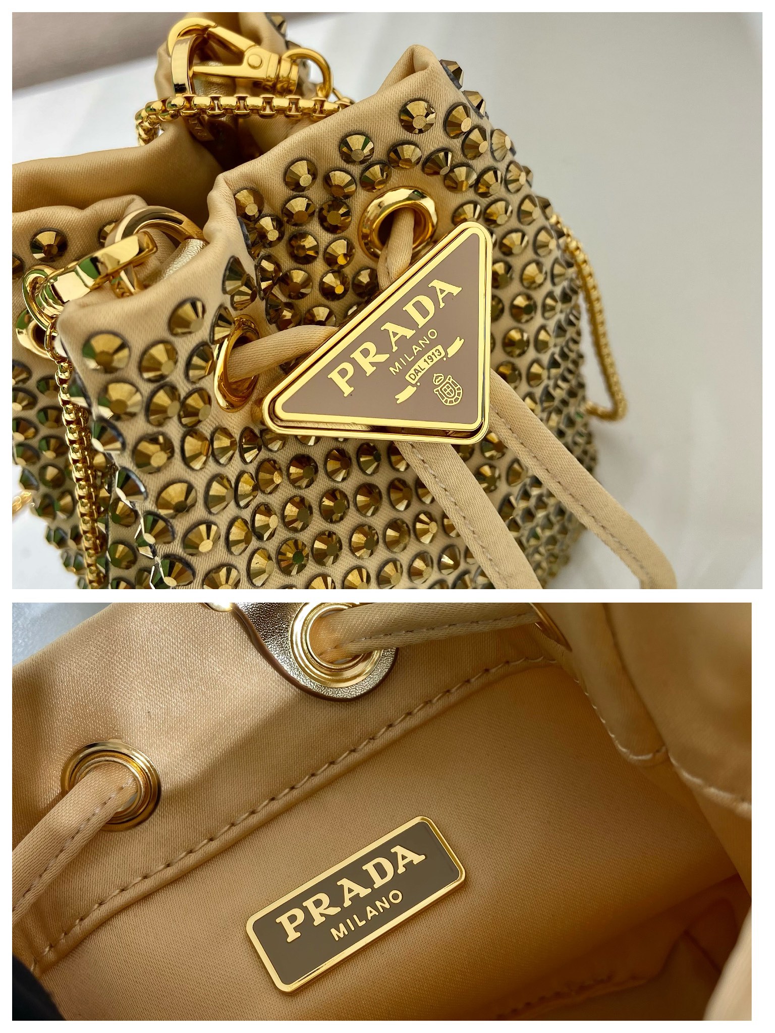 Pra*a Mini Bucket 1BD614 Bag Gold