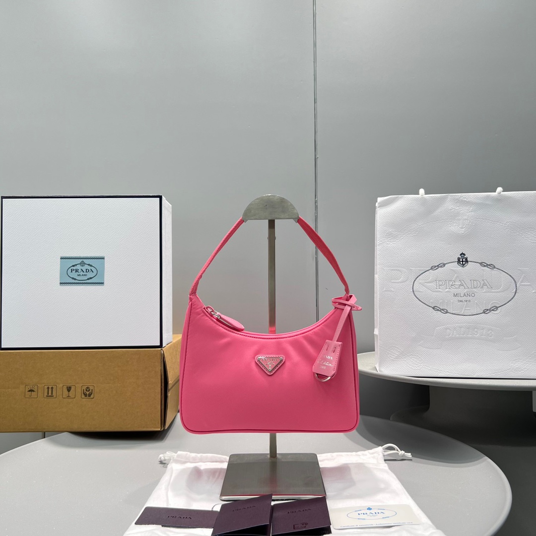 Pra*a 1NE515 Hobo Bag Dark Pink