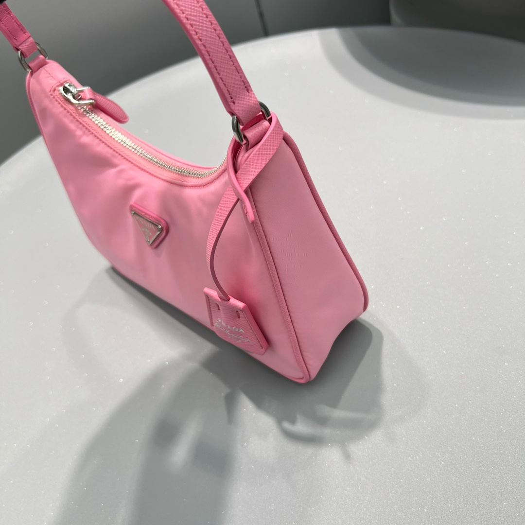 Pra*a Nylon Hobo Bag Pink