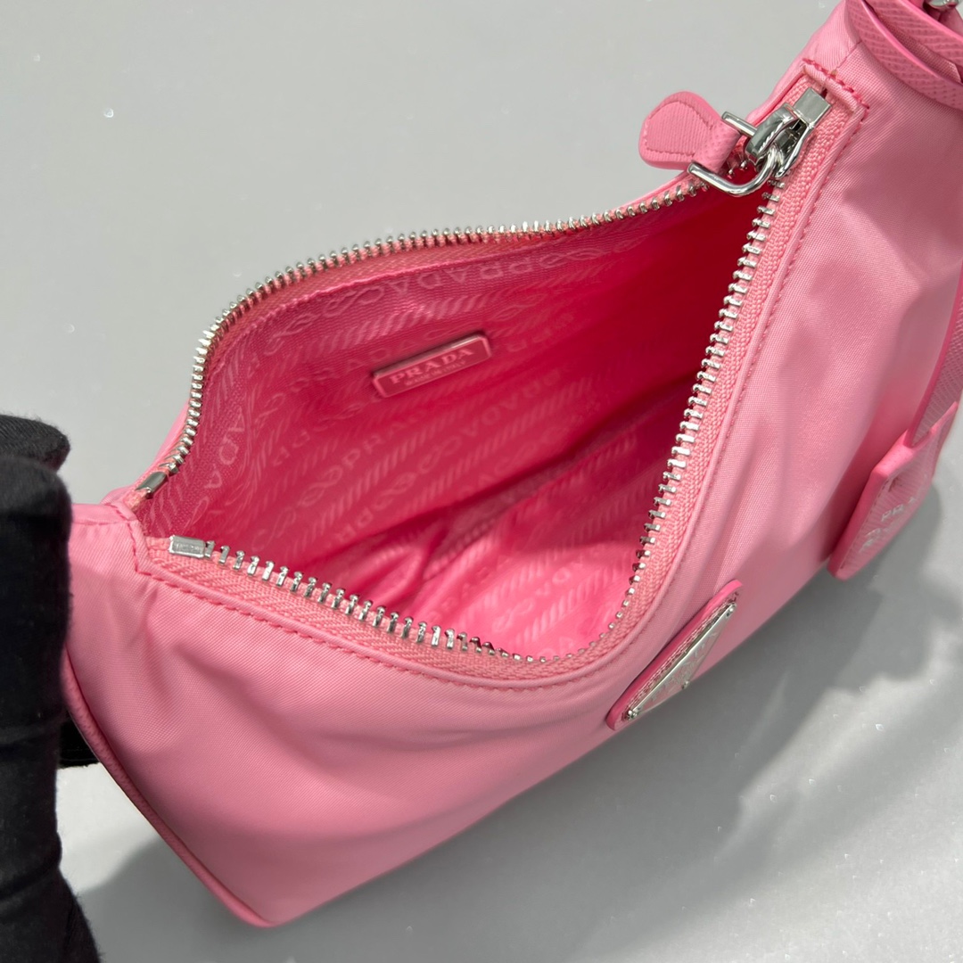 Pra*a Nylon Hobo Bag Pink