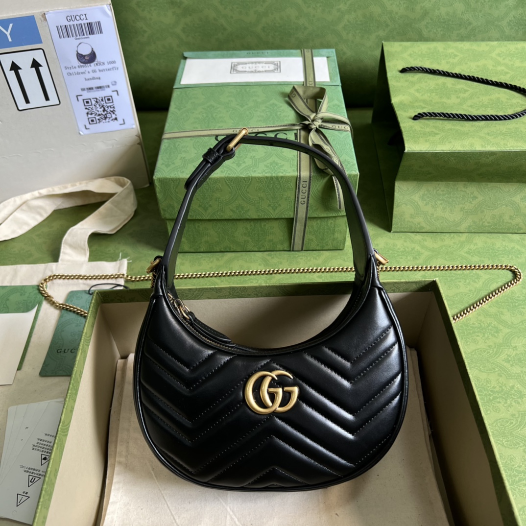 L0vis Vvtt0n Marmont Half Moon Bag Black 