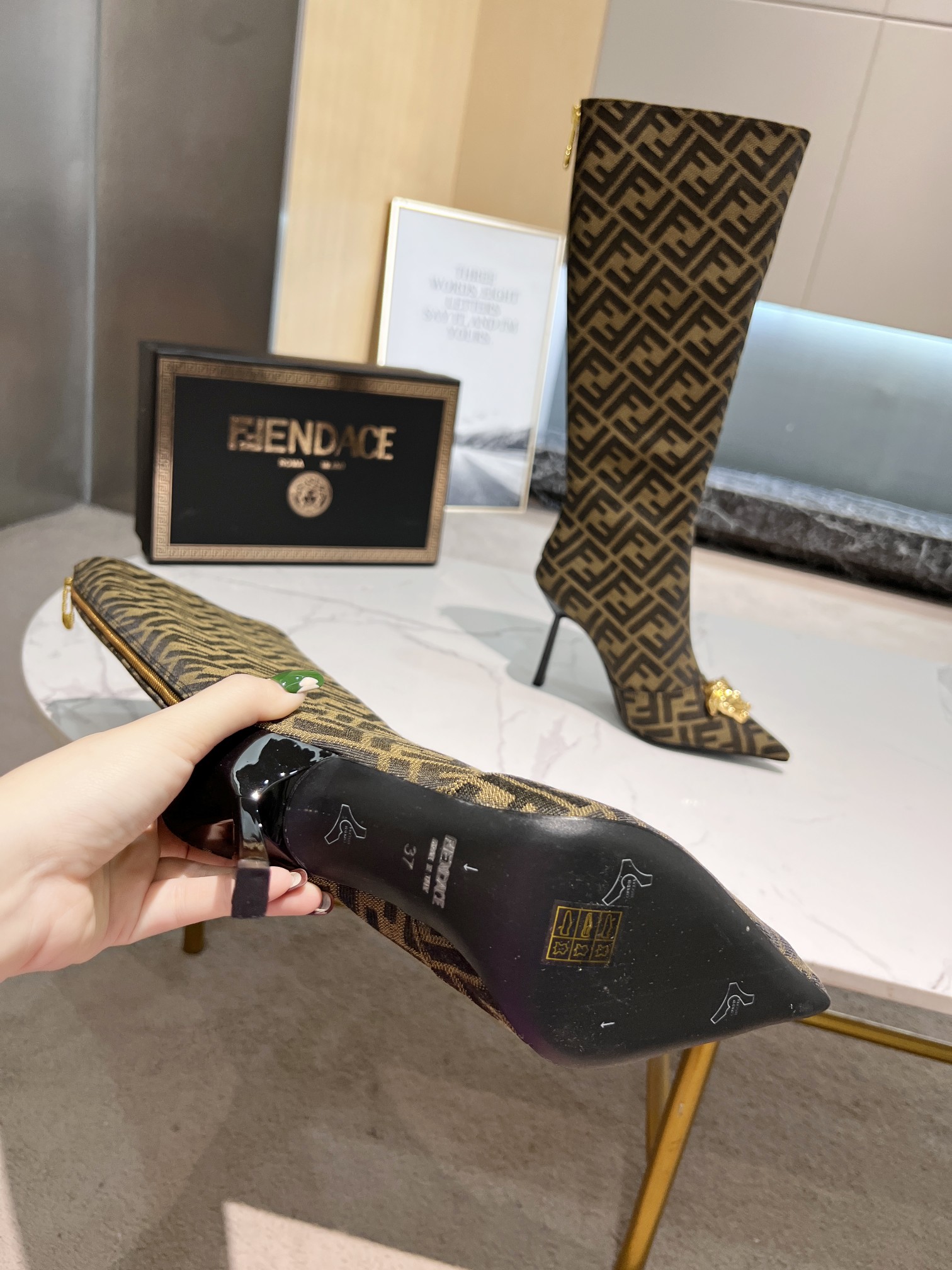 Fendace F**di X Versace Boots Heels 10.5cm