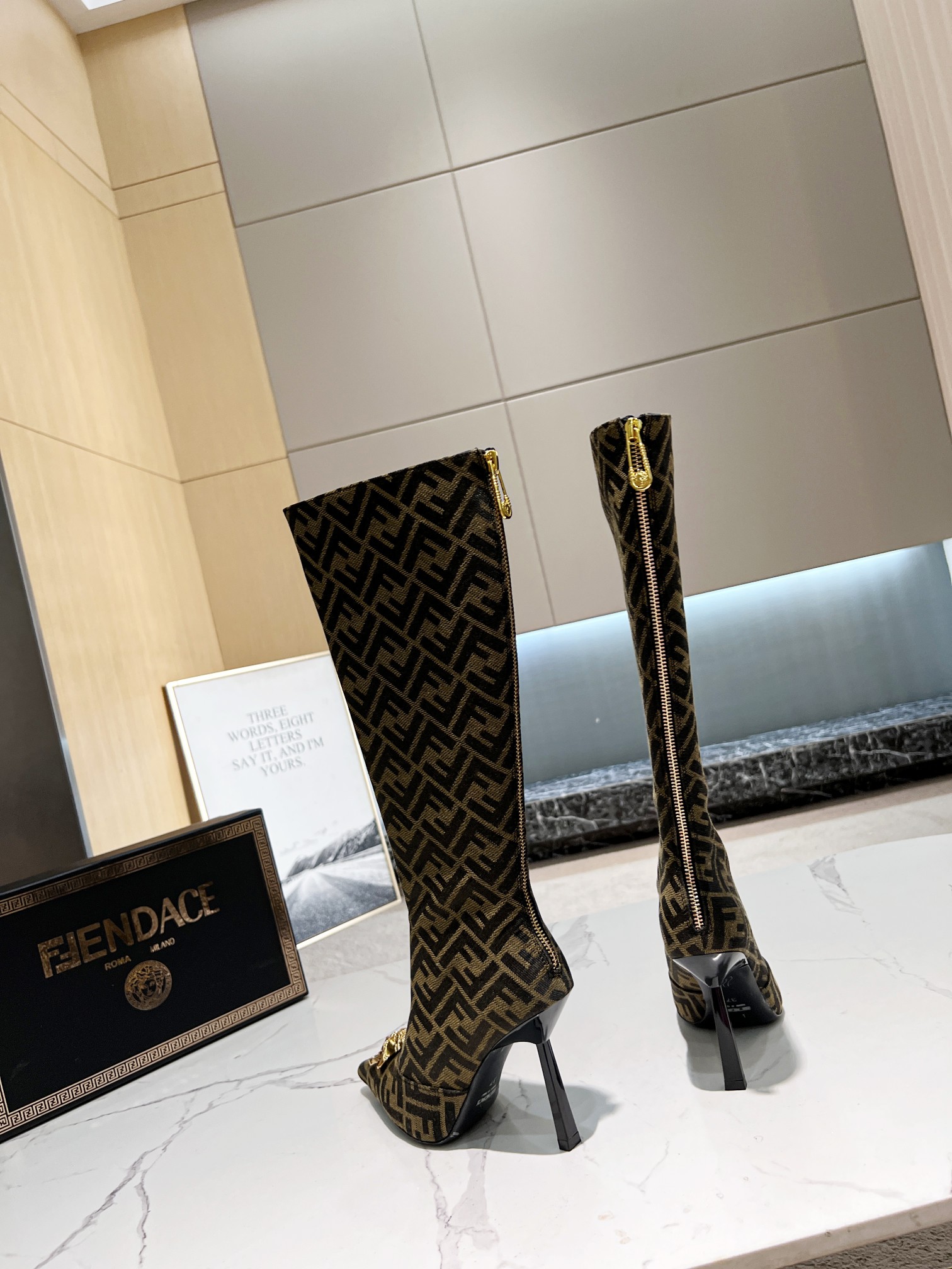 Fendace F**di X Versace Boots Heels 10.5cm