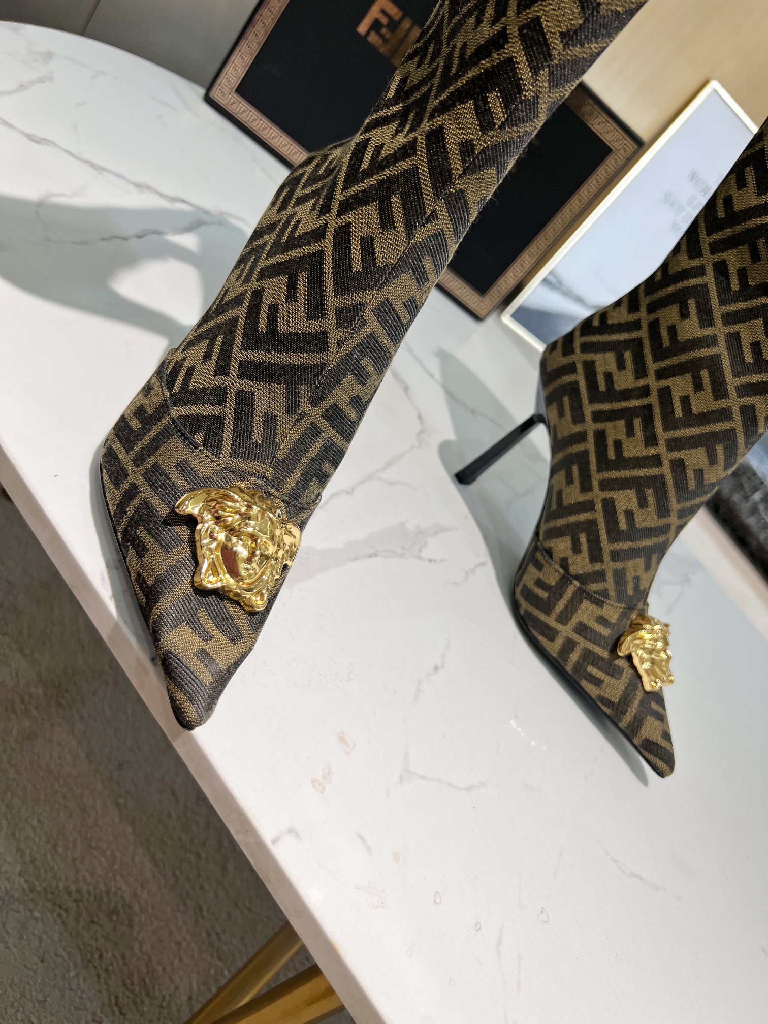 Fendace F**di X Versace Boots Heels 10.5cm