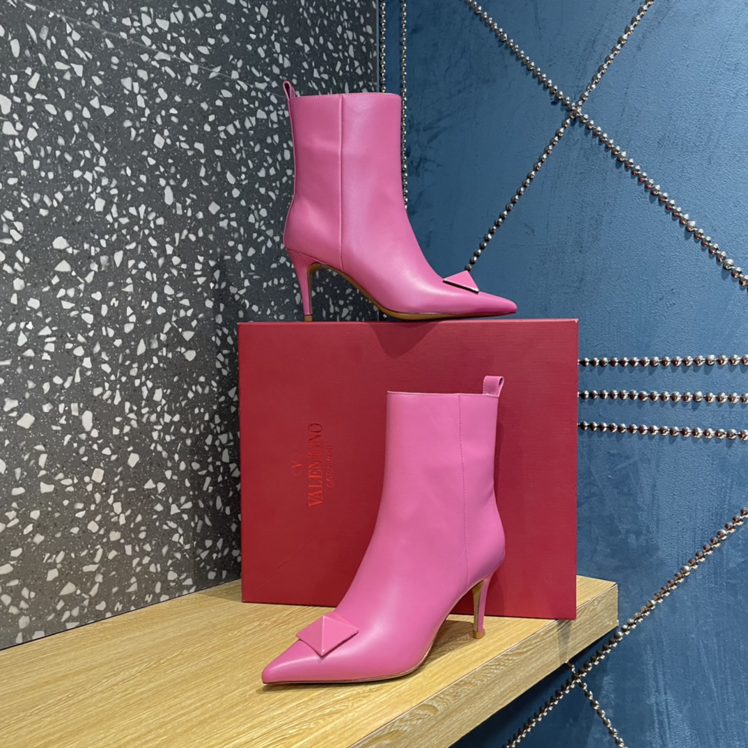 Va1e*ntin0 Boots Heels 8CM Pink