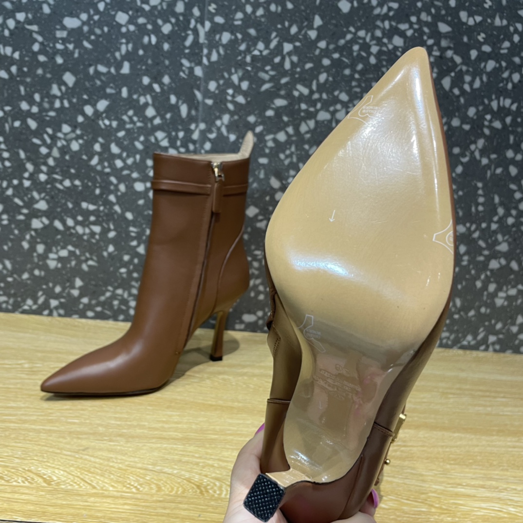 Va1e*ntin0 Boots Heels 10CM Brown