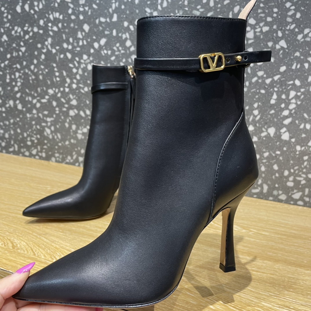 Va1e*ntin0 Boots Heels 10CM Black