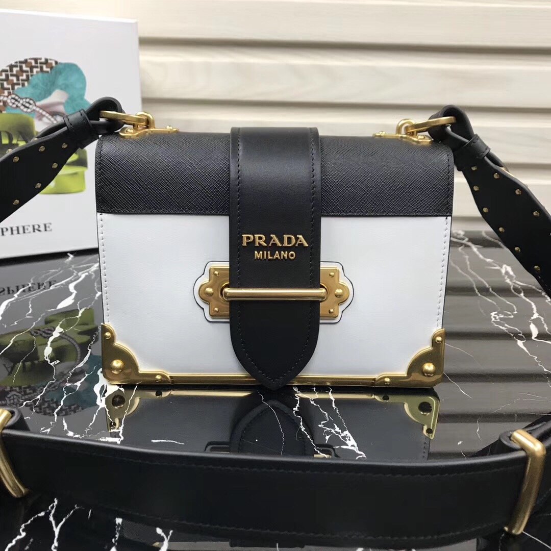 Pra*a Cahier Leather Shoulder Bag