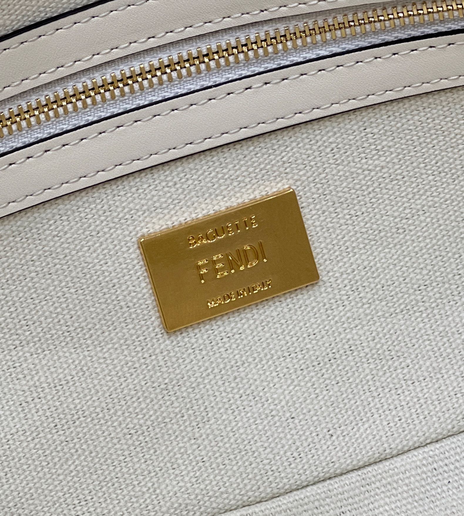 F**di Baguette Crossbody Bag 27cm White