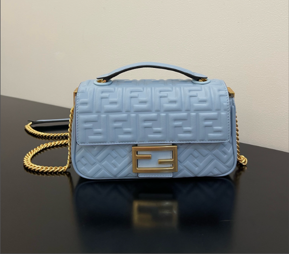 F**di Baguette Crossbody Bag 24cm Blue