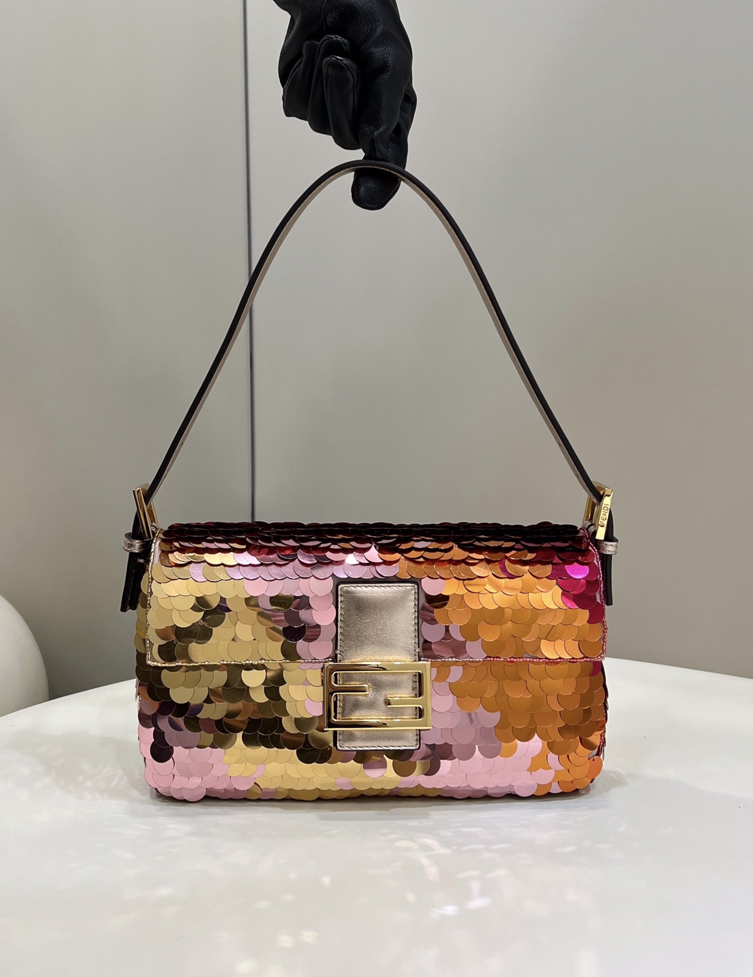 F**di Baguette Sequin And Leather Bag
