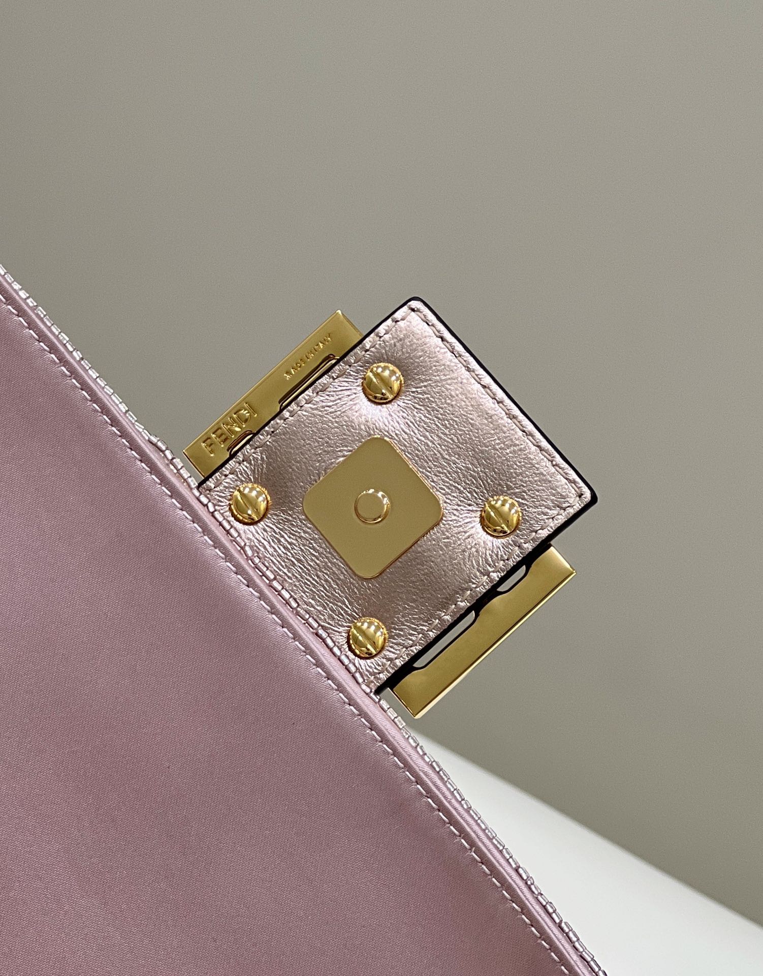 F**di Baguette Pink Sequin And Leather Bag