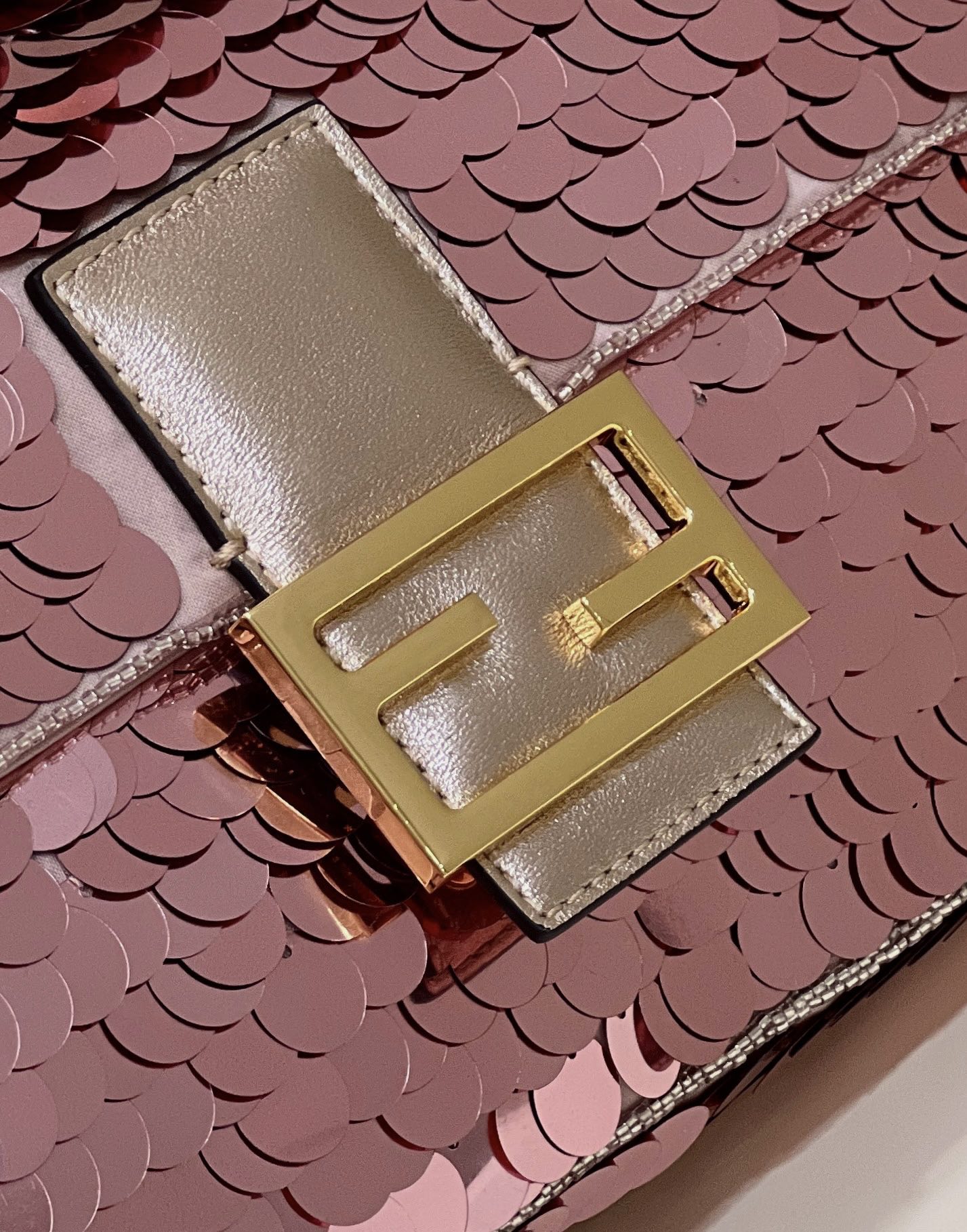 F**di Baguette Pink Sequin And Leather Bag