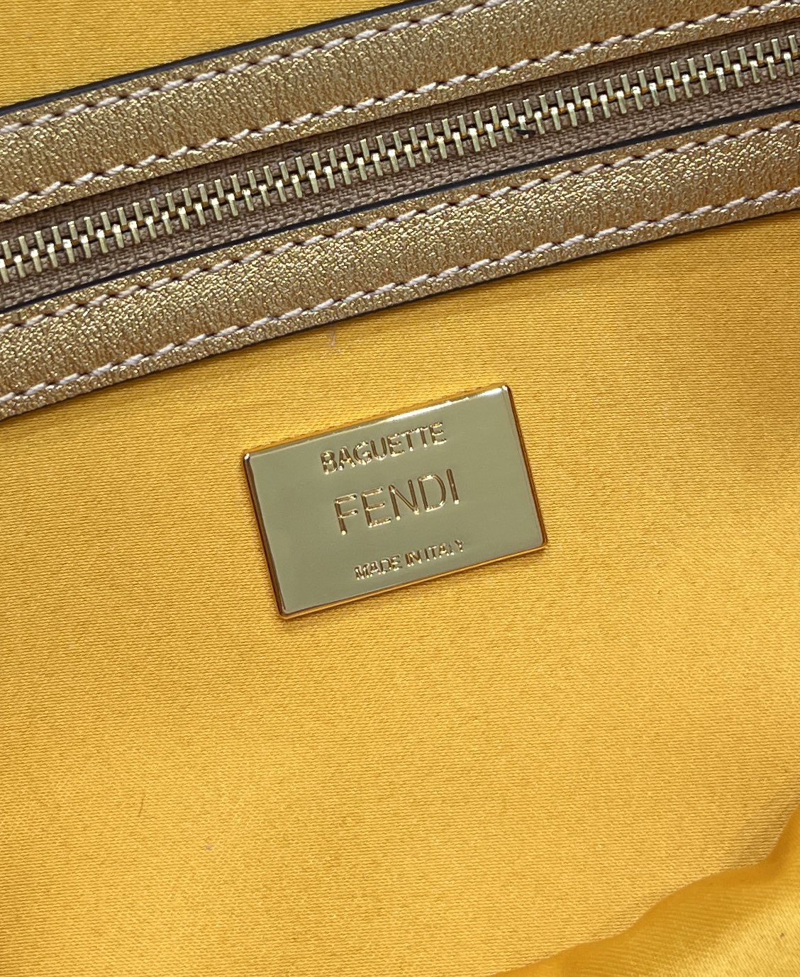 F**di Baguette Gold Sequin And Leather Bag
