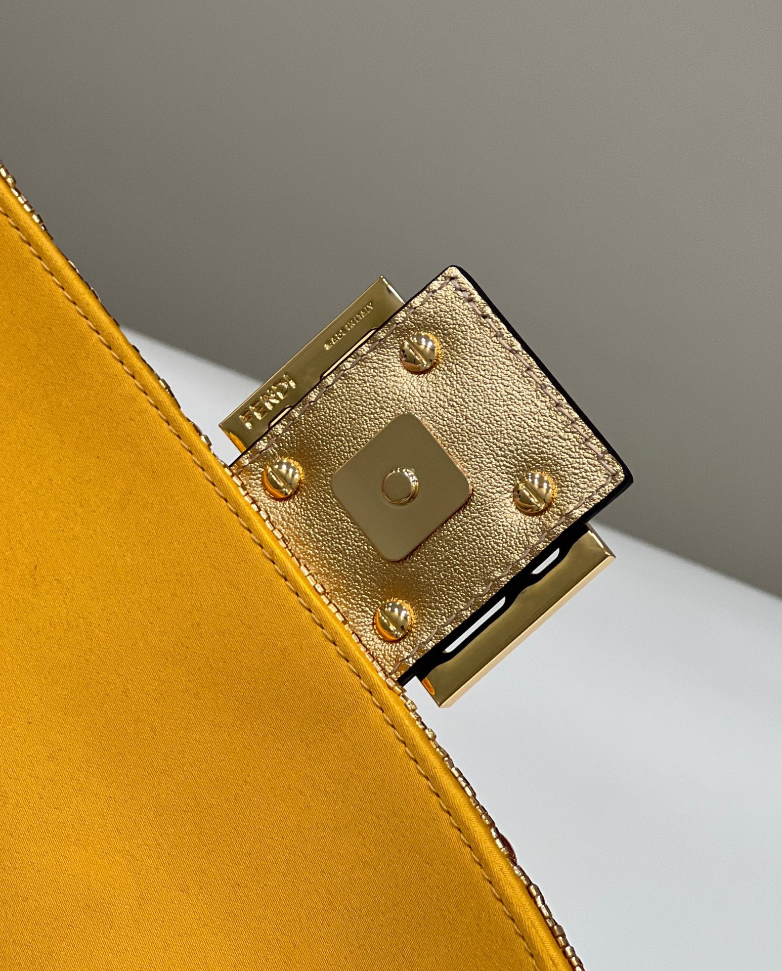 F**di Baguette Gold Sequin And Leather Bag