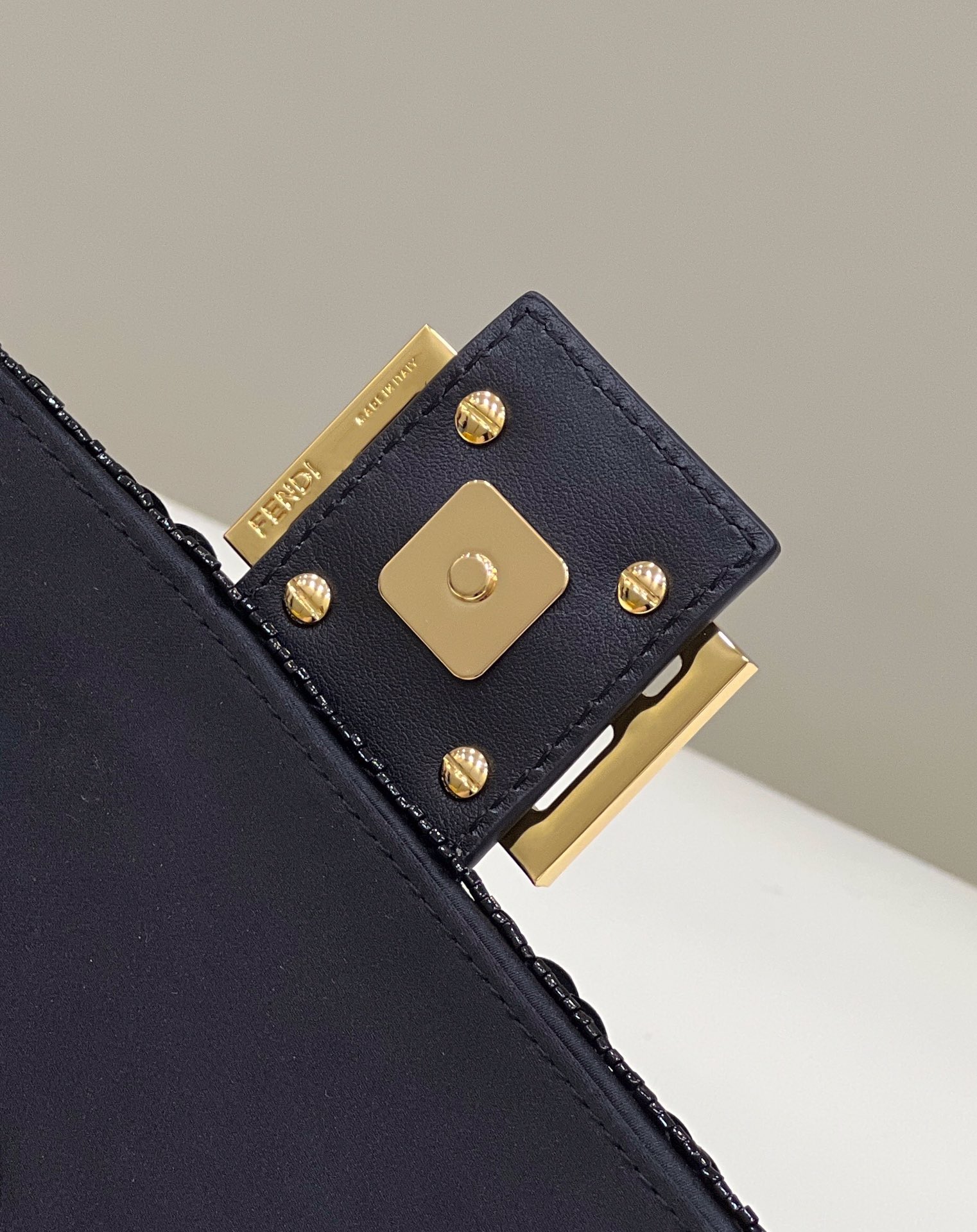 F**di Baguette Black Sequin And Leather Bag