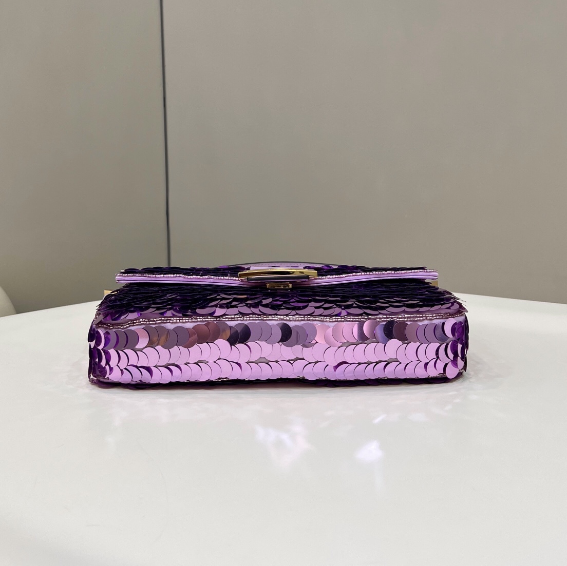 F**di Baguette Lilac Sequin And Leather Bag