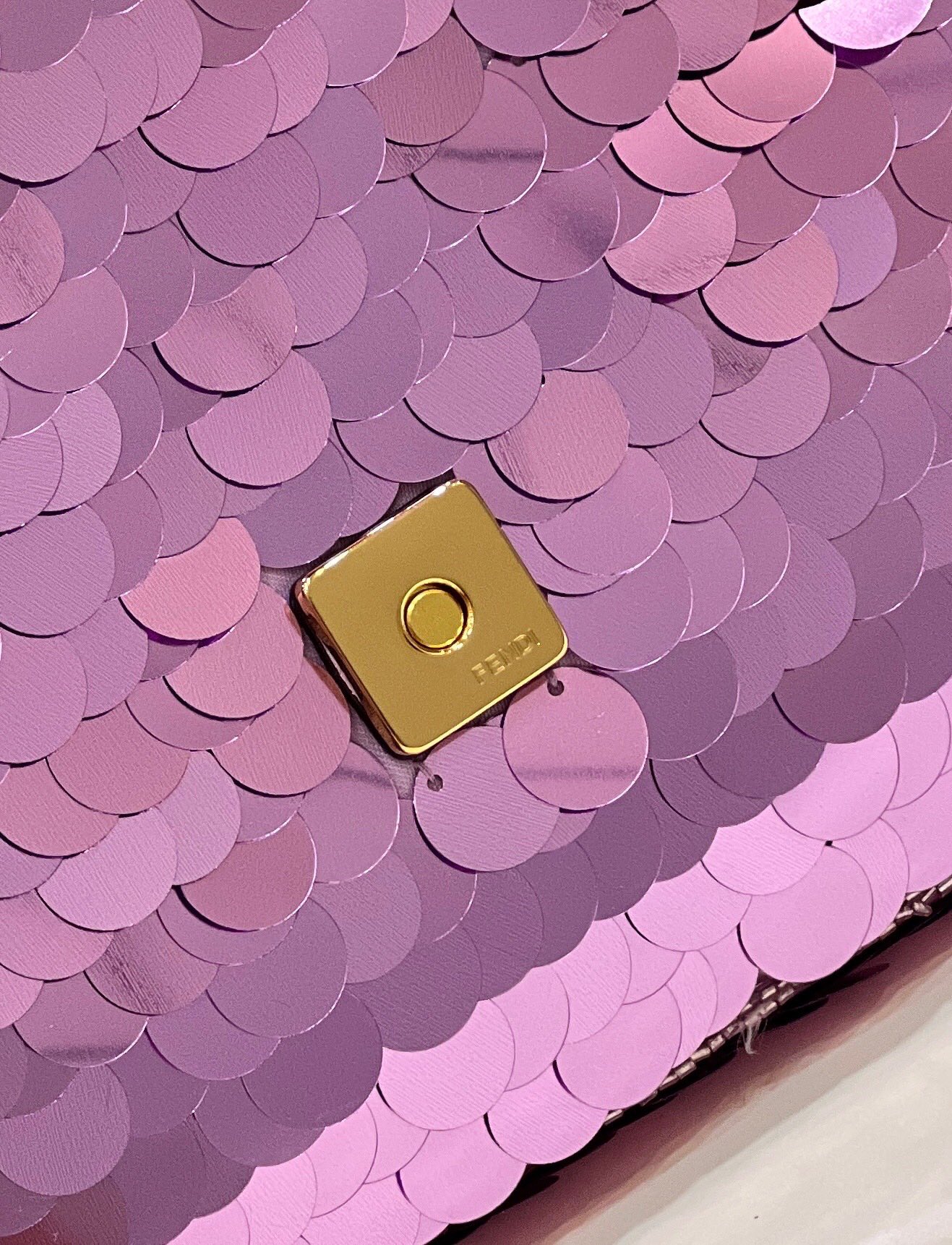 F**di Baguette Lilac Sequin And Leather Bag