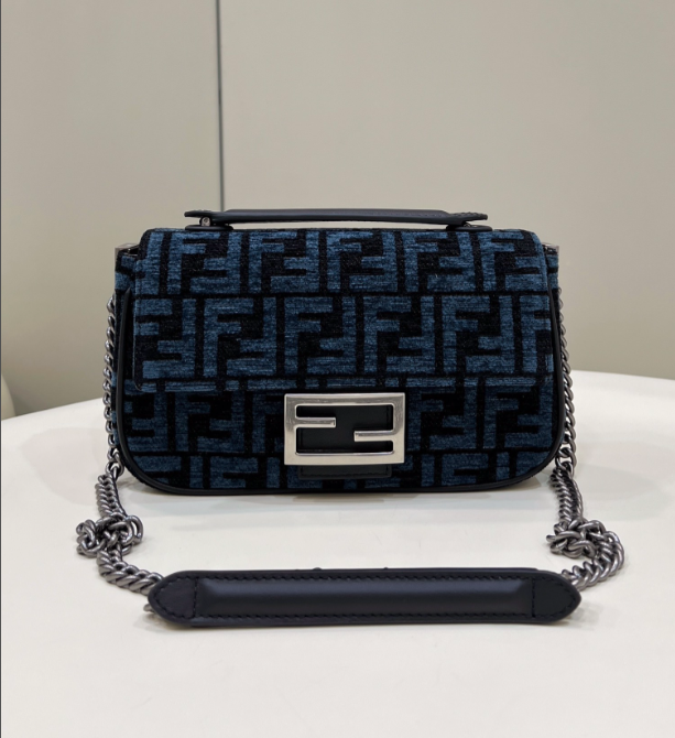 F**di Baguette Crossbody Bag 24cm Dark blue