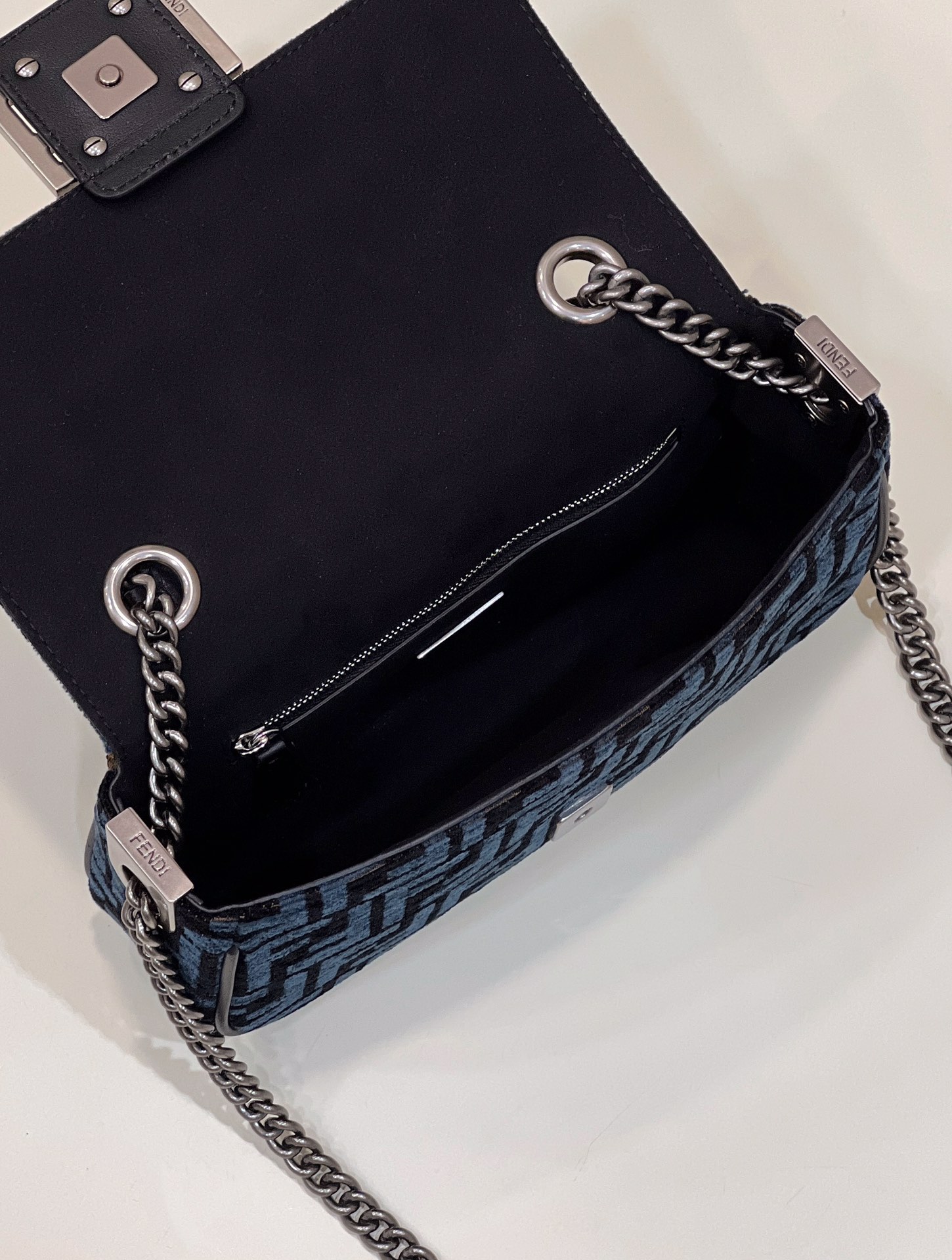 F**di Baguette Crossbody Bag 24cm Dark blue