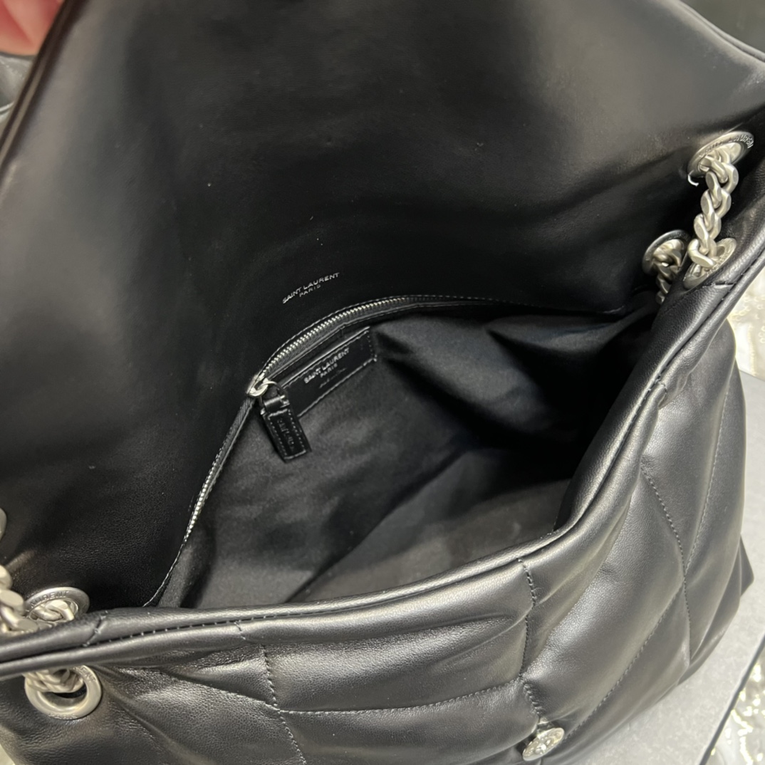 Y51 Puffer Handbag 35cm Black Sliver Hardware