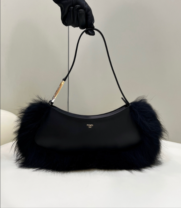 F**di O-Lock Clutch Bags Black