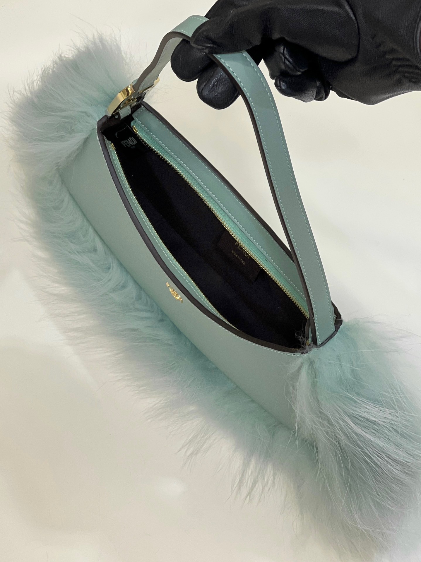 F**di O-Lock Clutch Bags Green
