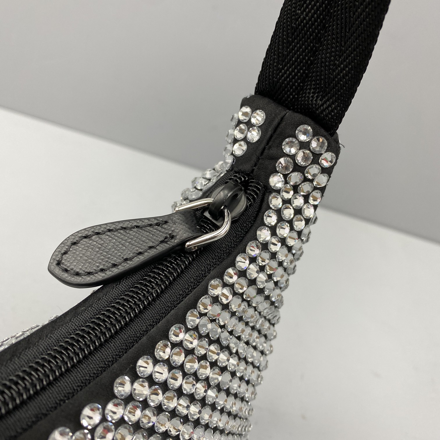 Pra*a Satin Mini-bag With Artificial Crystals 1NE515
