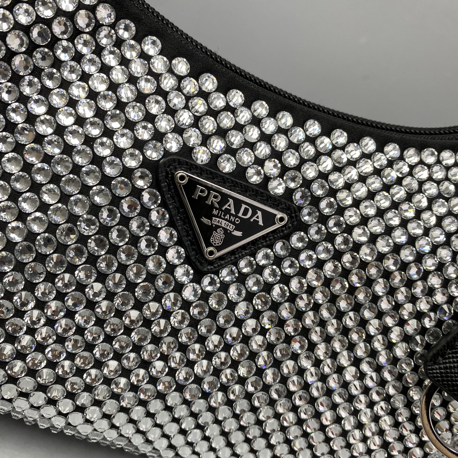 Pra*a Satin Mini-bag With Artificial Crystals 1NE515
