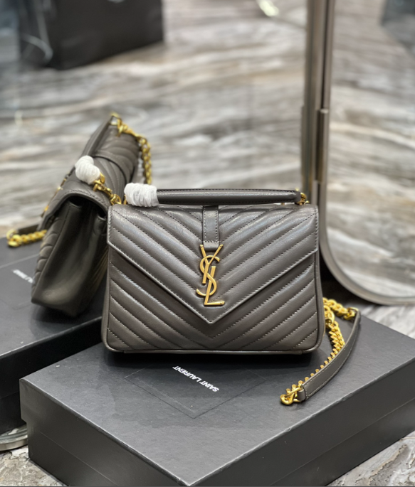 Y51 Monogram College Gray Medium Bag with Gold Hardware 24cm