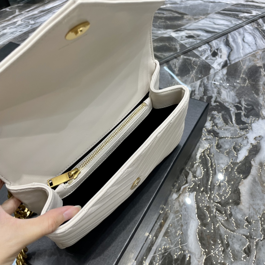 Y51 Monogram College White Medium Bag with Gold Hardware 24cm