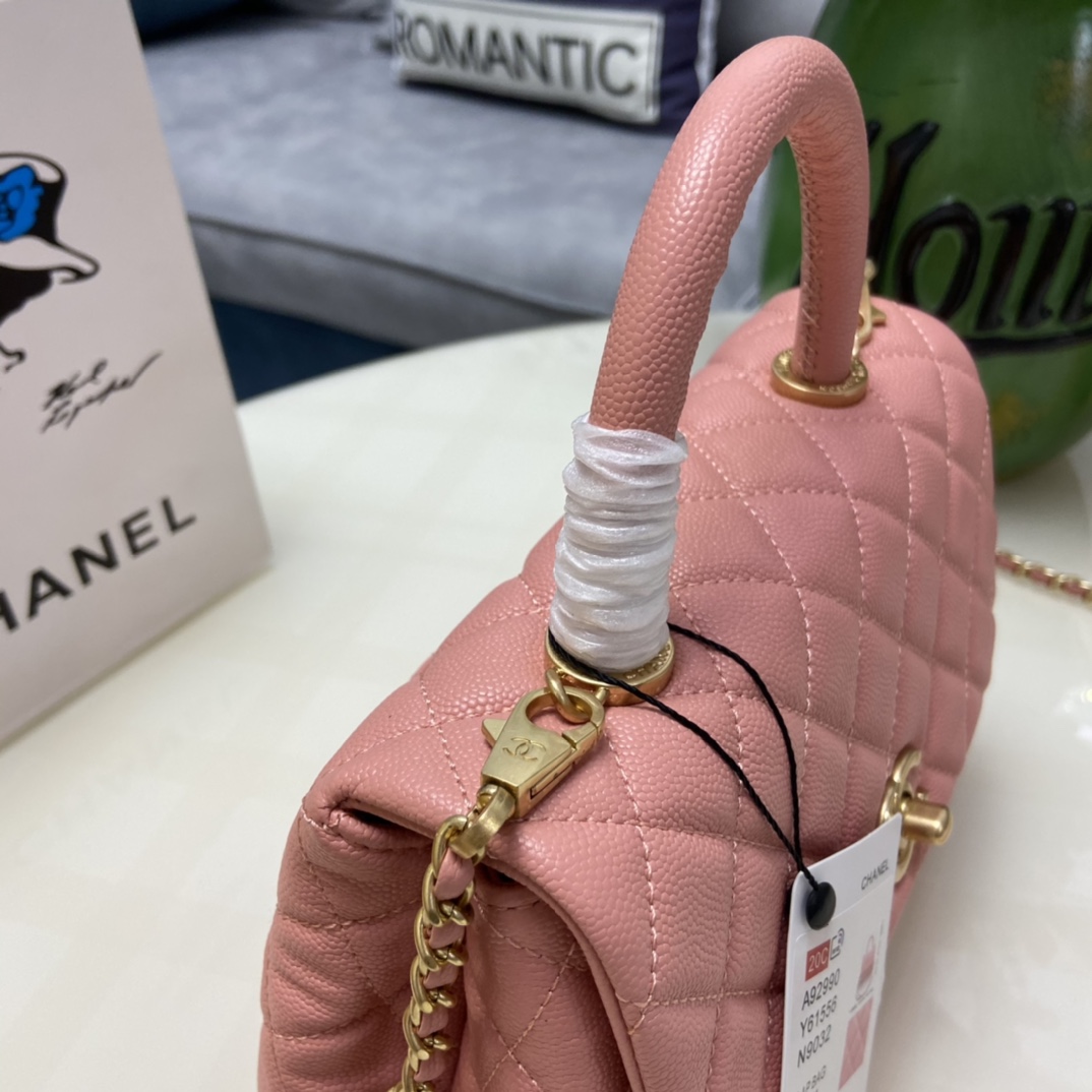 Ch**el Coco Handle Bag92990 Pink 24CM