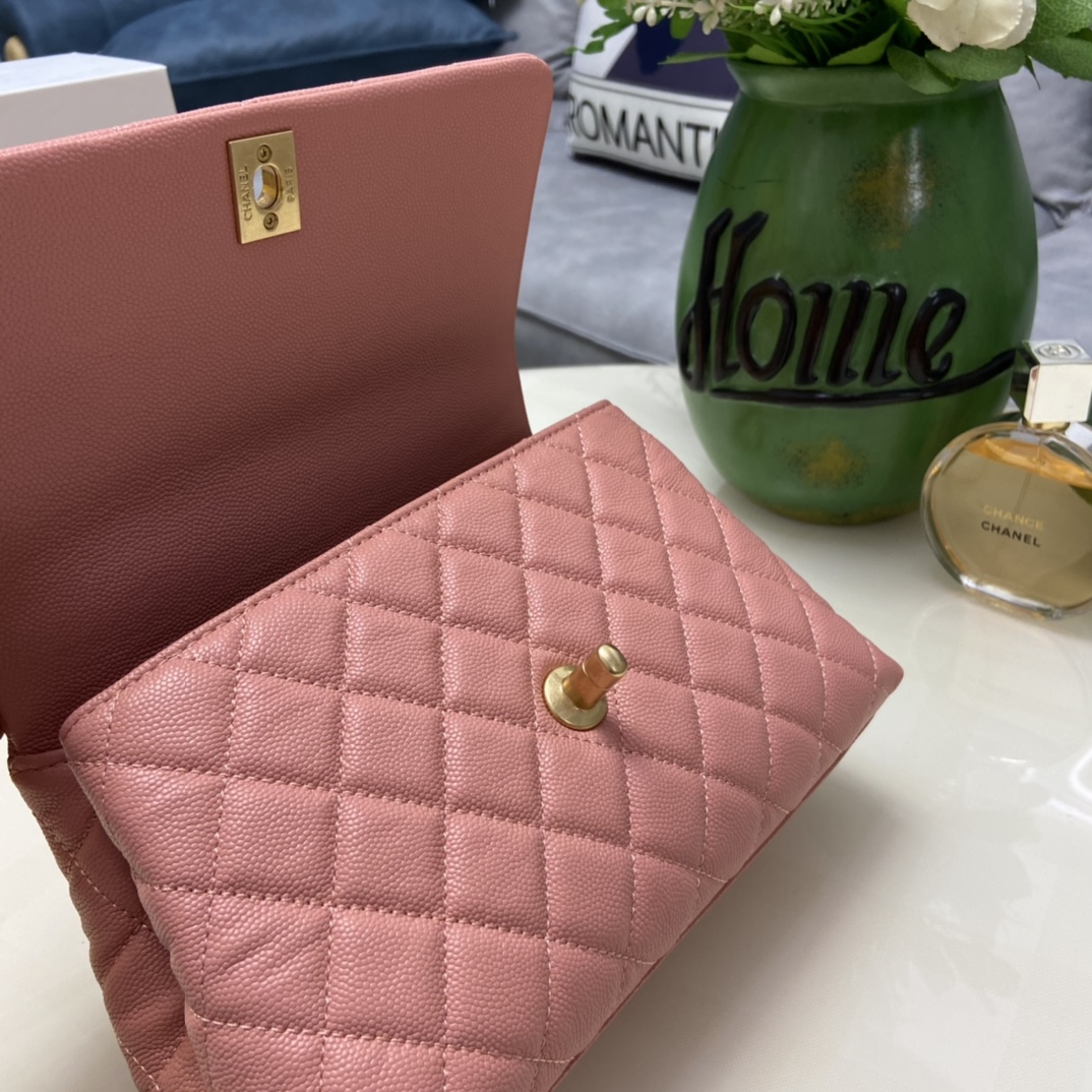 Ch**el Coco Handle Bag92990 Pink 24CM